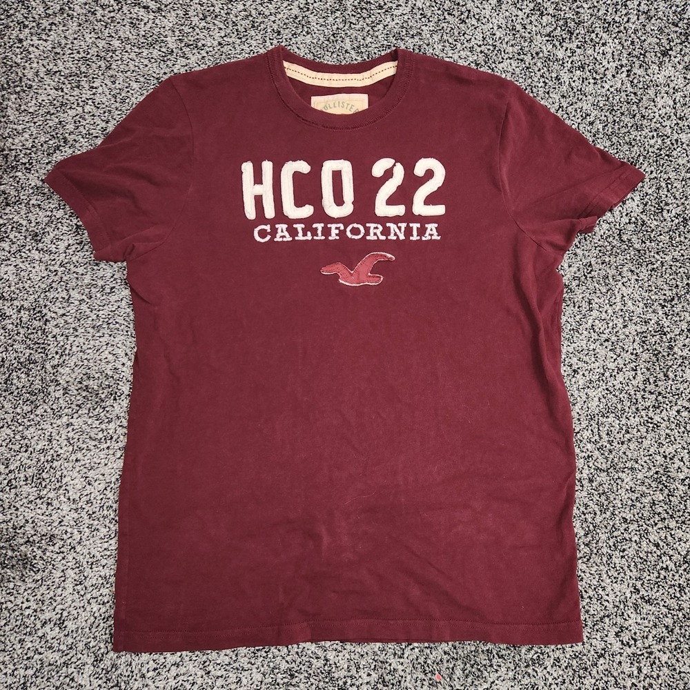 Hollister Y2k Red Burgundy HCO 22 T Shirt, Unisex Size Xl Preppy Mallcore 2000's